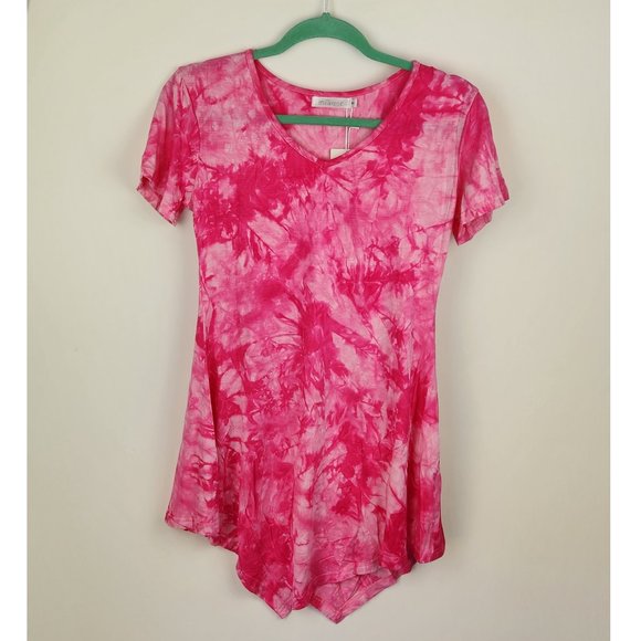 NWT Measeor Tie Dye Soft Stretchy Asymmetric Dress sz S - Picture 1 of 7